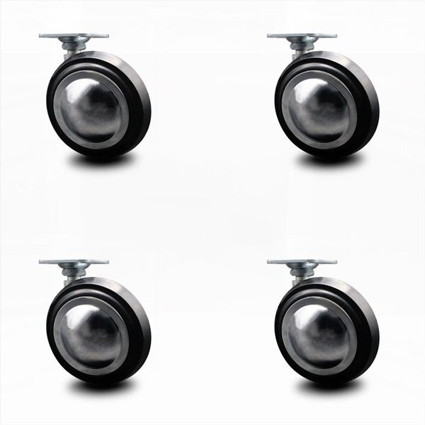 3 Inch Bright Chrome Soft Tread Ball Caster – Top Plate – SCC, 4PK, Service Caster, Mfr#: SCC-TP01S30-DCR-BC-4
